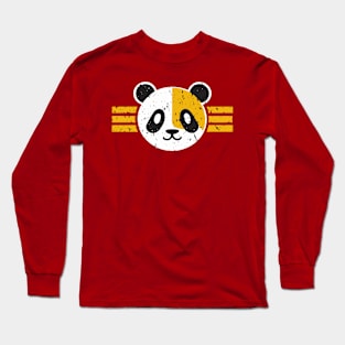 Colorful Distressed Panda Retro Vintage Grunge Design Long Sleeve T-Shirt